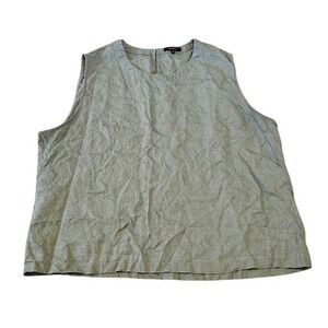 Quince 100% European Linen Tank Top Light Cargo Green XL Sleeveless